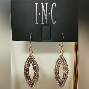 INC Rose Gold Crystal Dangle Earrings